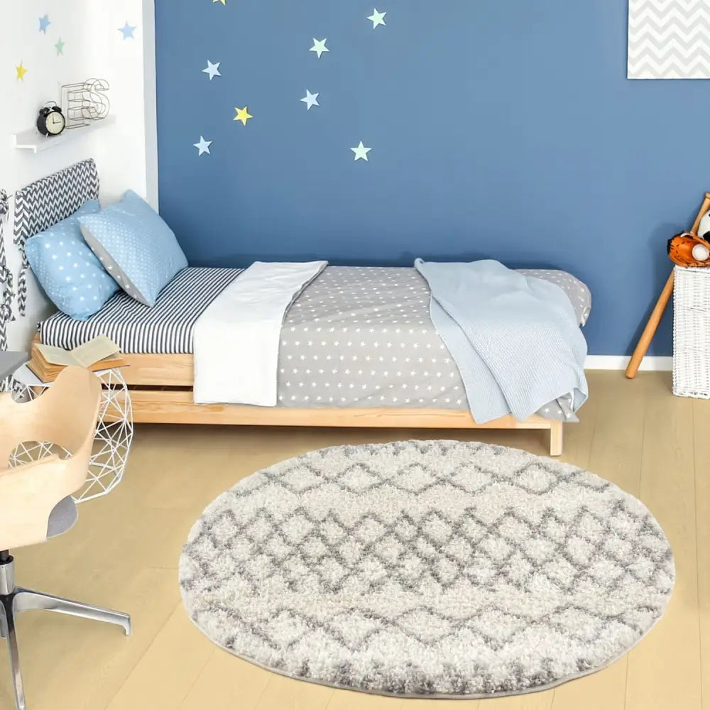 Moroccan Ivory Grey Shaggy Rug | 900 - Rugs