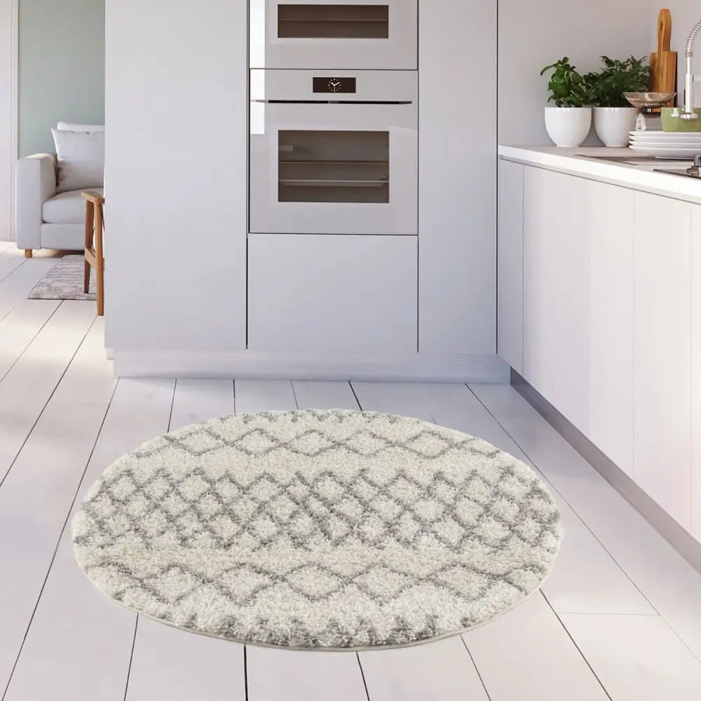 Moroccan Ivory Grey Shaggy Rug | 900 - Rugs