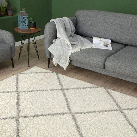 Moroccan Ivory Shaggy Rug | 500 - Rugs