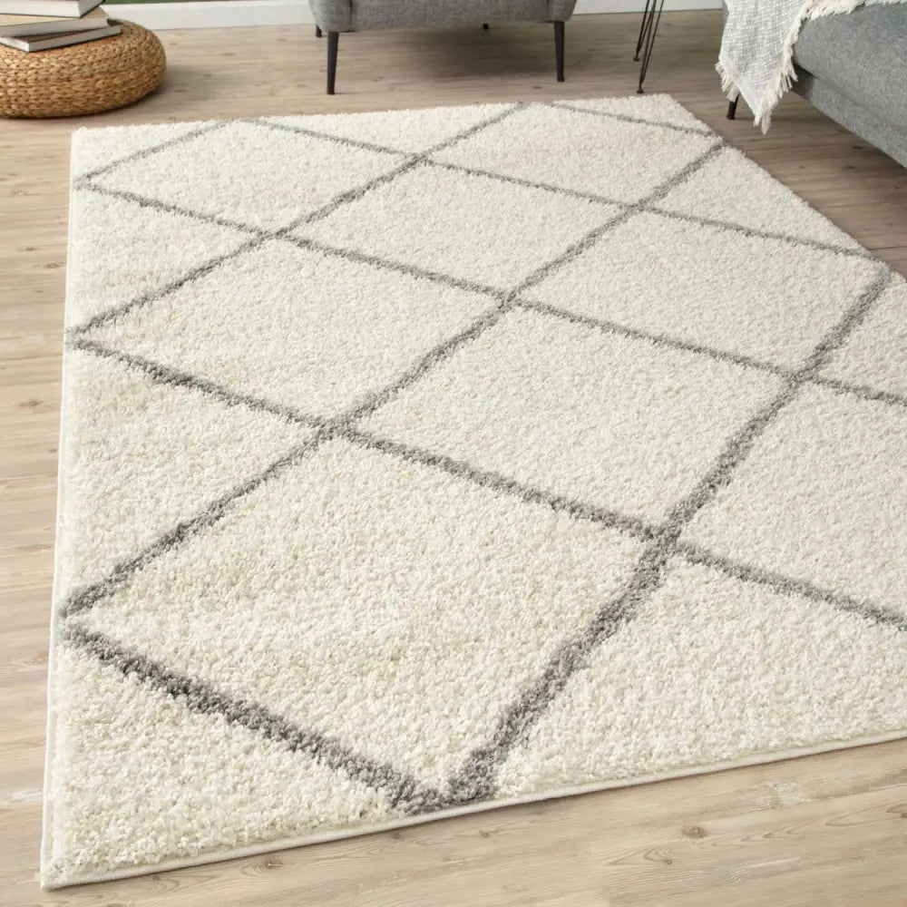 Moroccan Ivory Shaggy Rug | 500 - Rugs