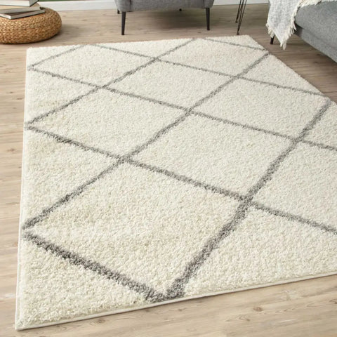 Moroccan Ivory Shaggy Rug | 500 - Rugs
