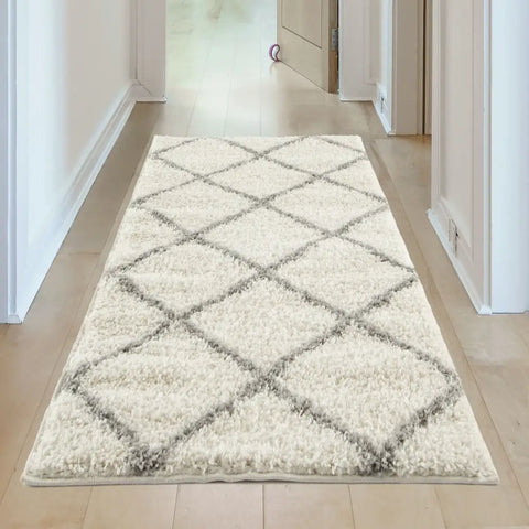 Moroccan Ivory Shaggy Rug | 500 - Rugs
