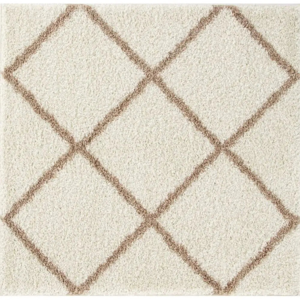 Moroccan Ivory Shaggy Rug | 530 - 120X120 cm - Rugs