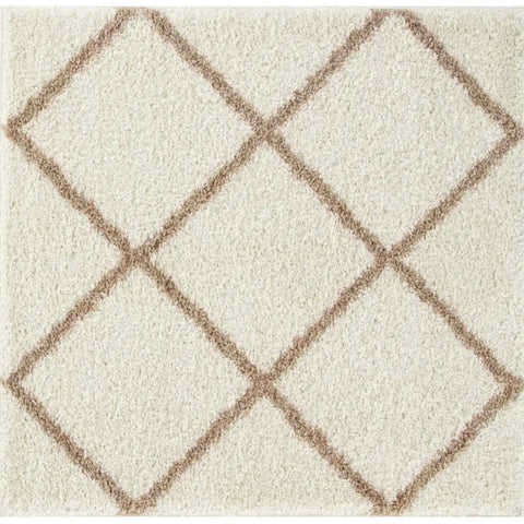Moroccan Ivory Shaggy Rug | 530 - 120X120 cm - Rugs