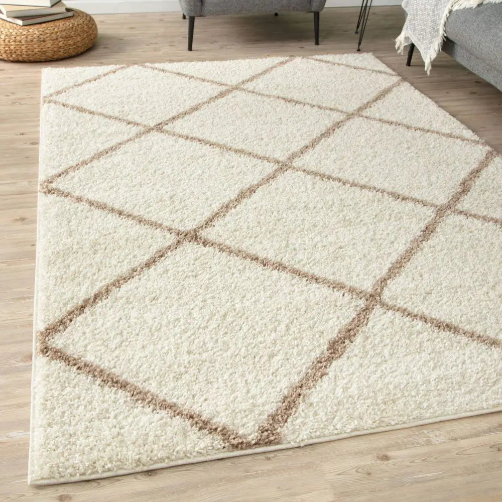 Moroccan Ivory Shaggy Rug | 530 - Rugs