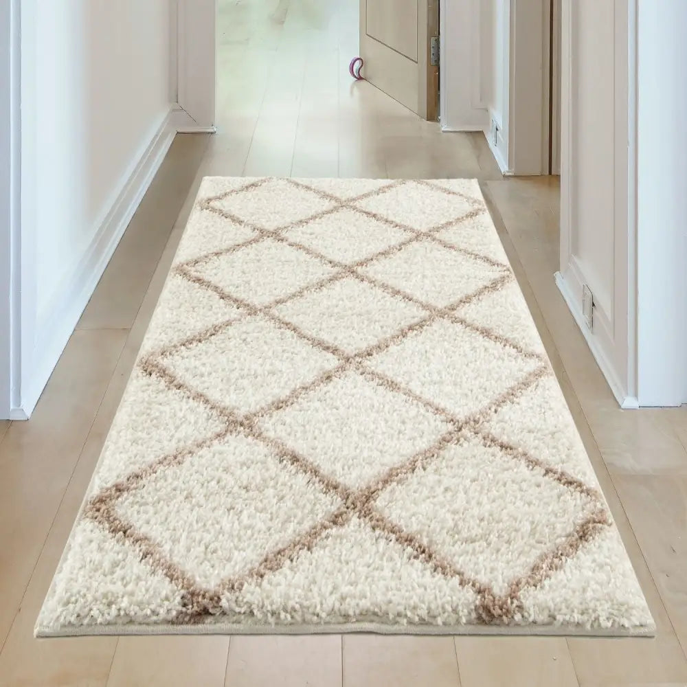 Moroccan Ivory Shaggy Rug | 530 - Rugs