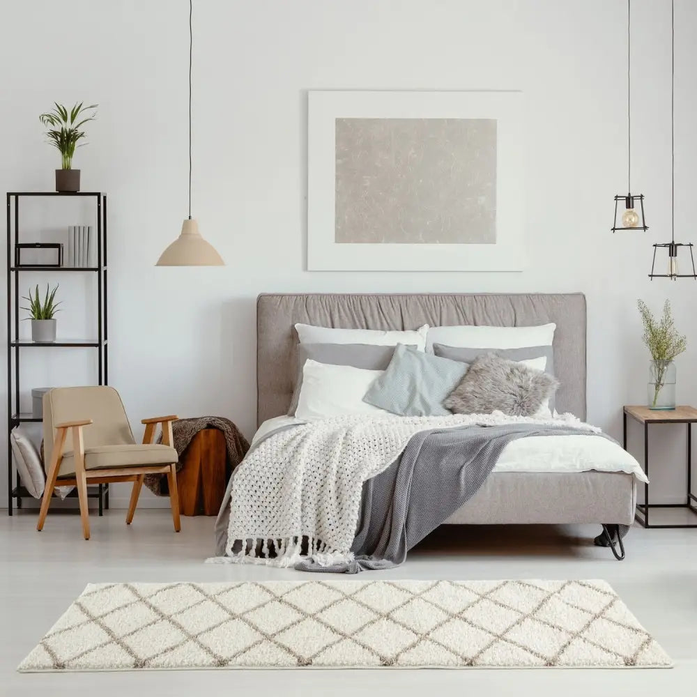 Moroccan Ivory Shaggy Rug | 530 - Rugs