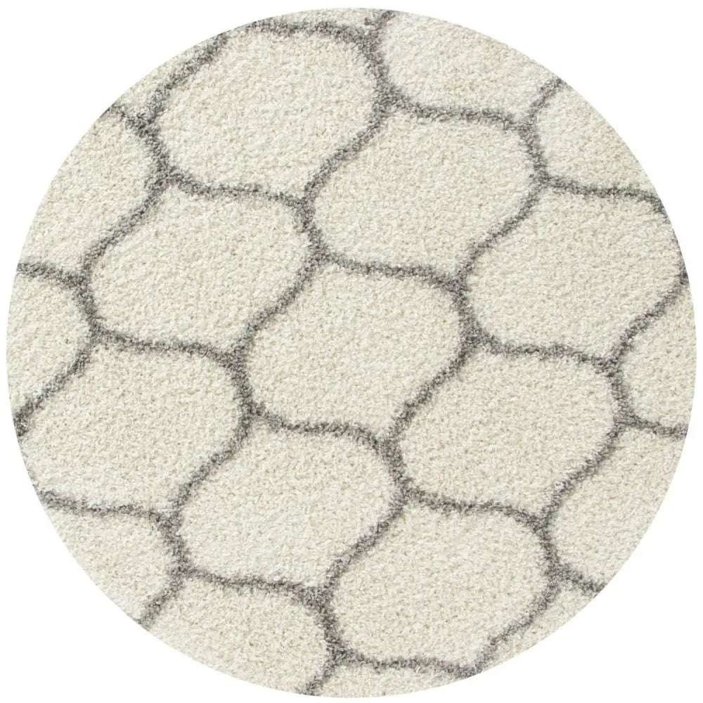 Moroccan Ivory Shaggy Rug | 600 - Ø 120 cm - Rugs