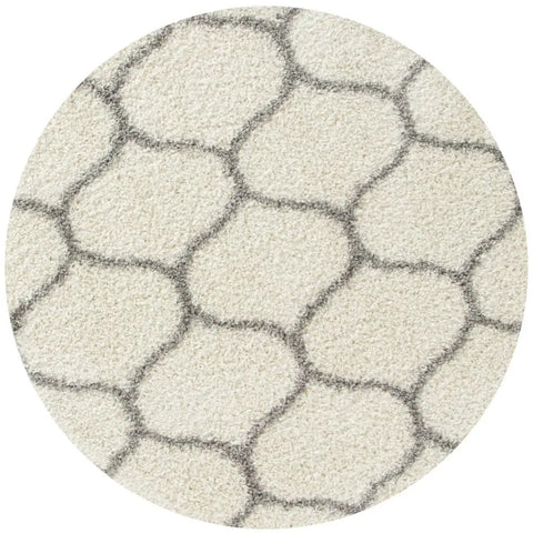 Moroccan Ivory Shaggy Rug | 600 - Ø 120 cm - Rugs