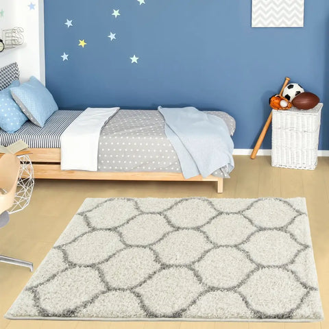 Moroccan Ivory Shaggy Rug | 600 - Rugs