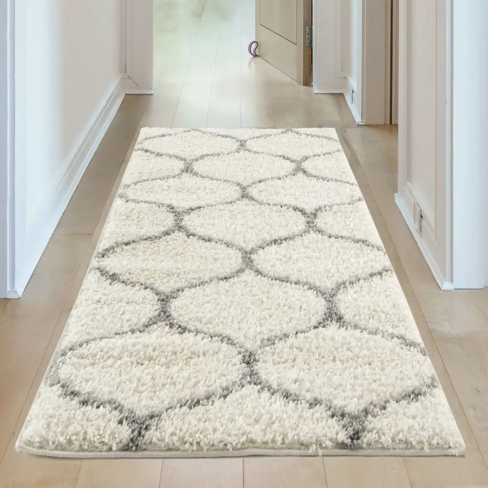 Moroccan Ivory Shaggy Rug | 600 - Rugs