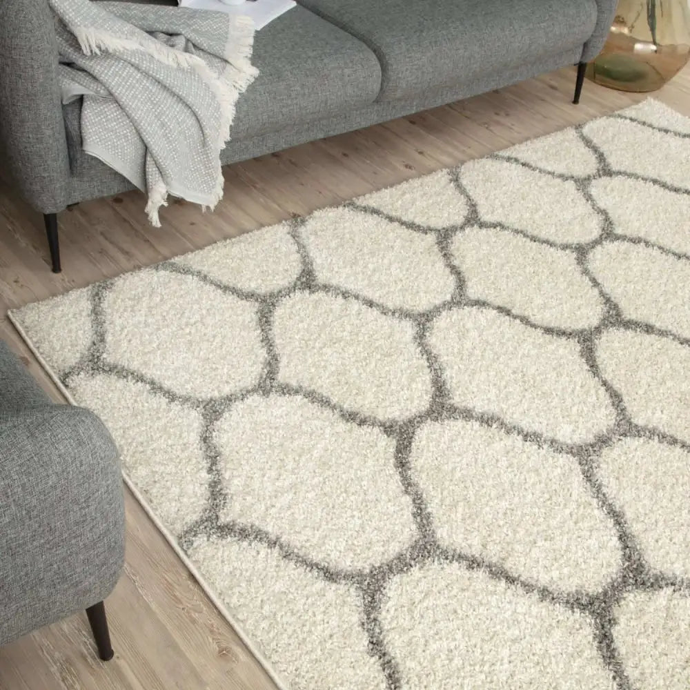 Moroccan Ivory Shaggy Rug | 600 - Rugs