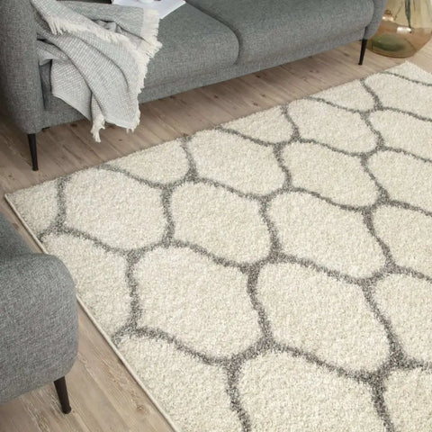Moroccan Ivory Shaggy Rug | 600 - Rugs