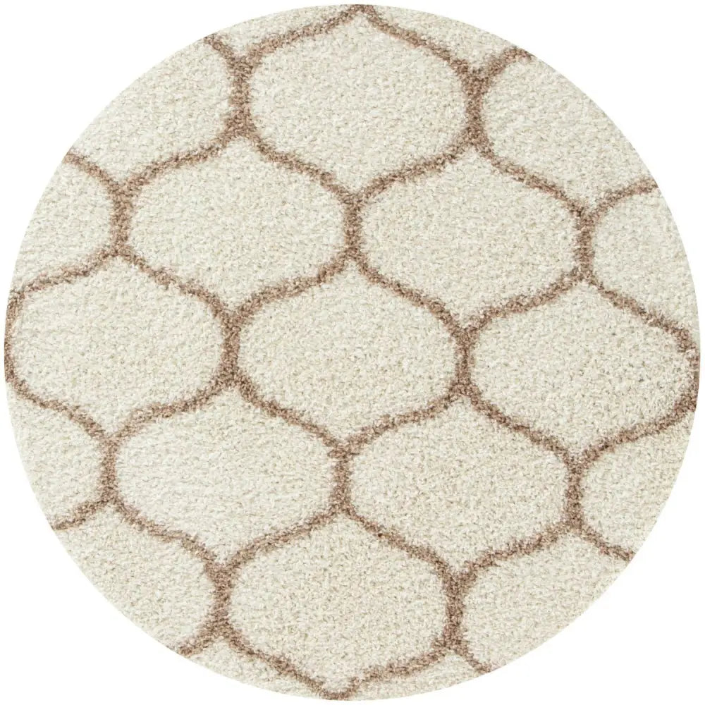 Moroccan Ivory Shaggy Rug | 630 - Ø 120 cm - Rugs