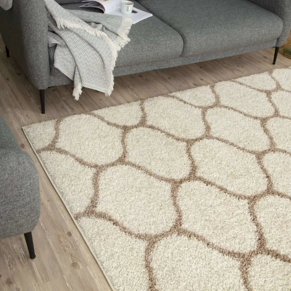 Moroccan Ivory Shaggy Rug | 630 - Rugs
