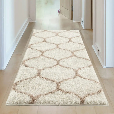 Moroccan Ivory Shaggy Rug | 630 - Rugs