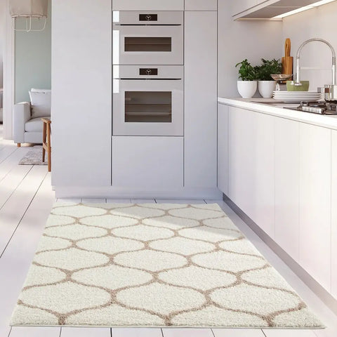 Moroccan Ivory Shaggy Rug | 630 - Rugs