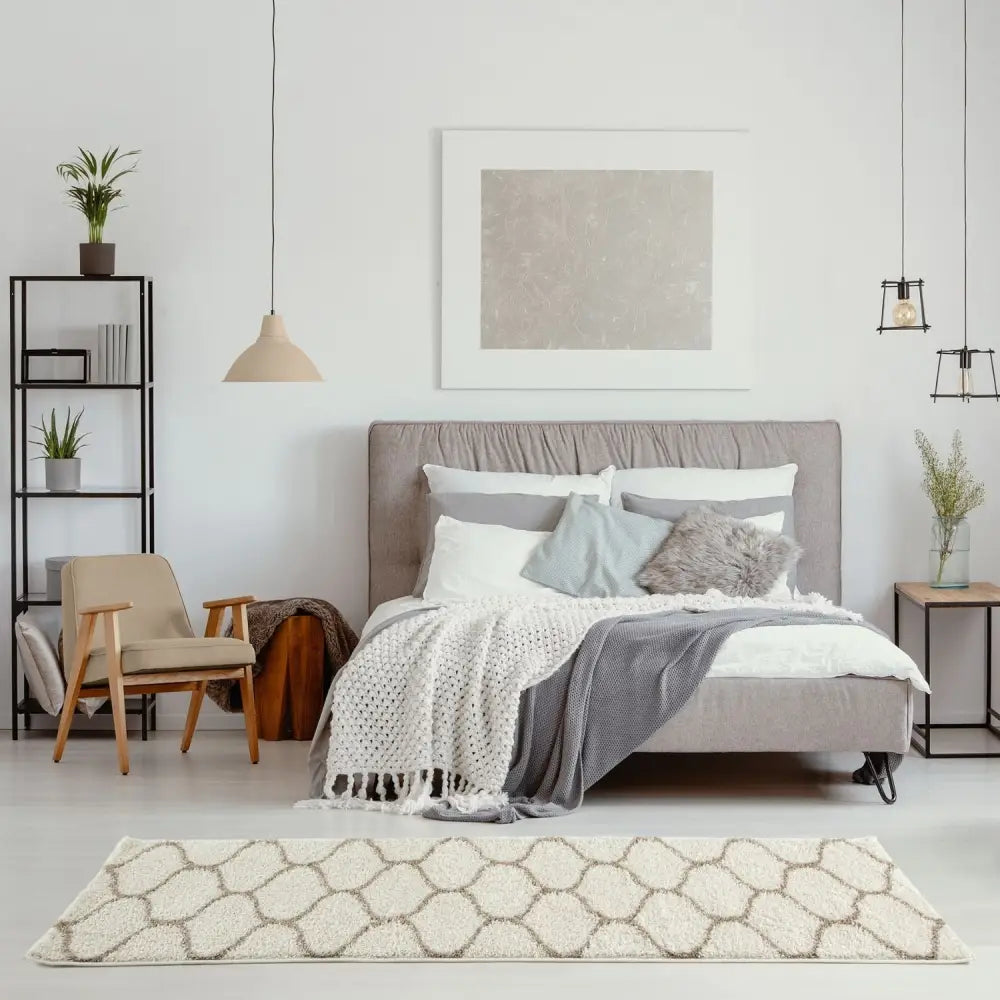 Moroccan Ivory Shaggy Rug | 630 - Rugs