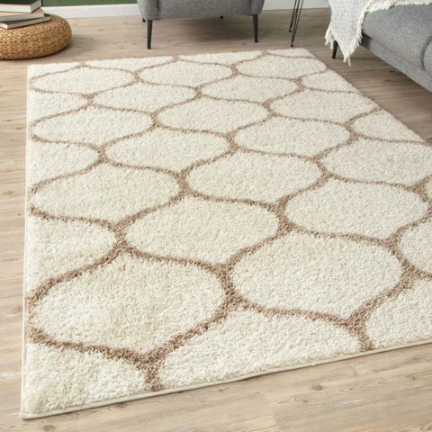 Moroccan Ivory Shaggy Rug | 630 - Rugs