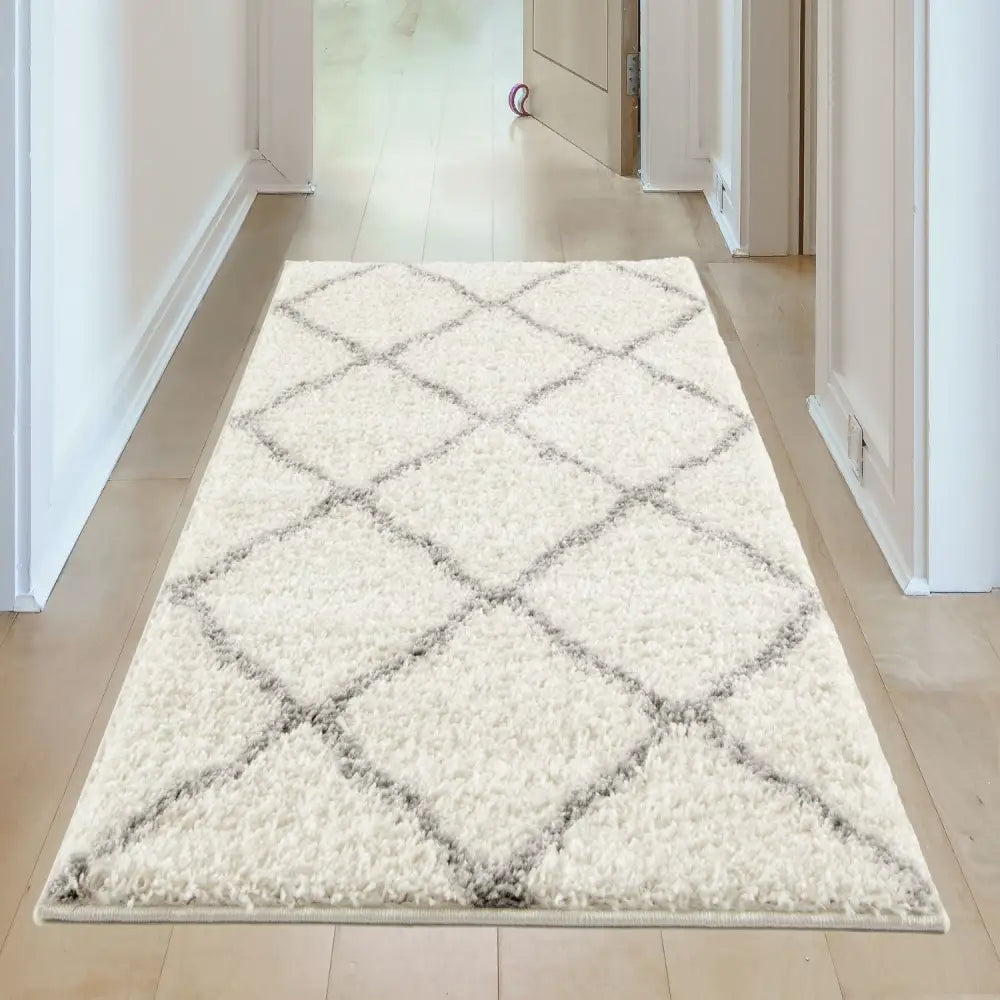 Moroccan Ivory Shaggy Rug | 700 - Rugs