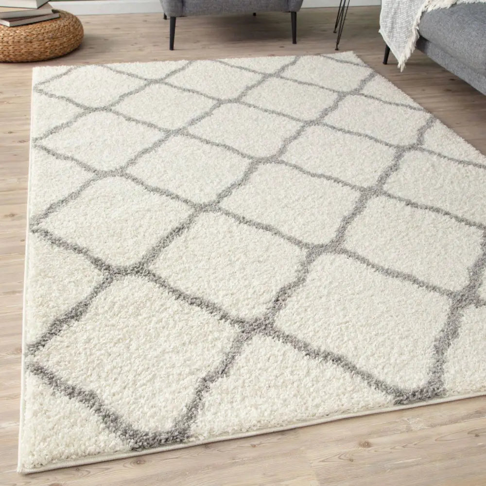Moroccan Ivory Shaggy Rug | 700 - Rugs