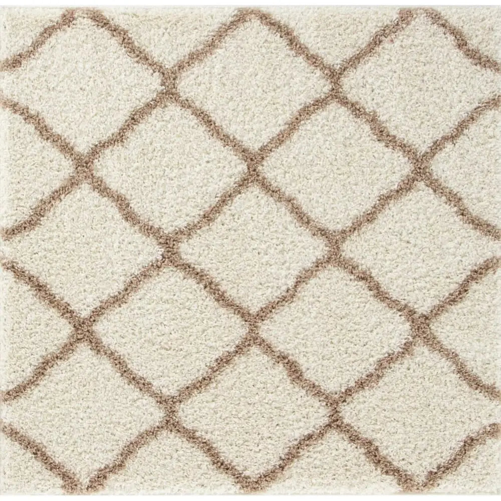 Moroccan Ivory Shaggy Rug | 730 - 120X120 cm - Rugs