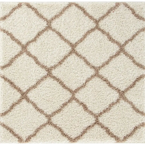 Moroccan Ivory Shaggy Rug | 730 - 120X120 cm - Rugs