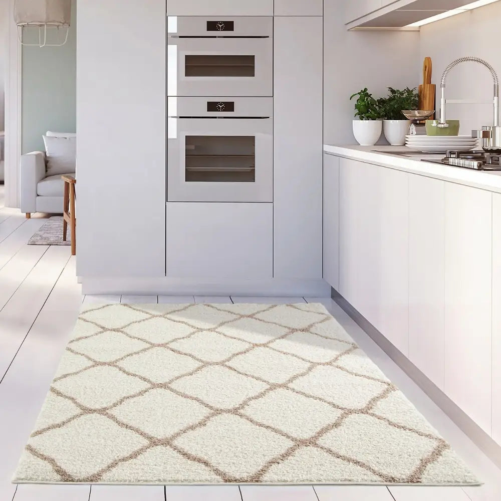 Moroccan Ivory Shaggy Rug | 730 - Rugs