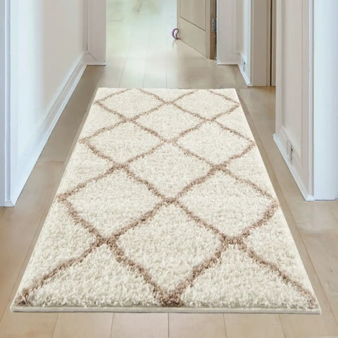 Moroccan Ivory Shaggy Rug | 730 - Rugs