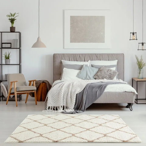 Moroccan Ivory Shaggy Rug | 730 - Rugs