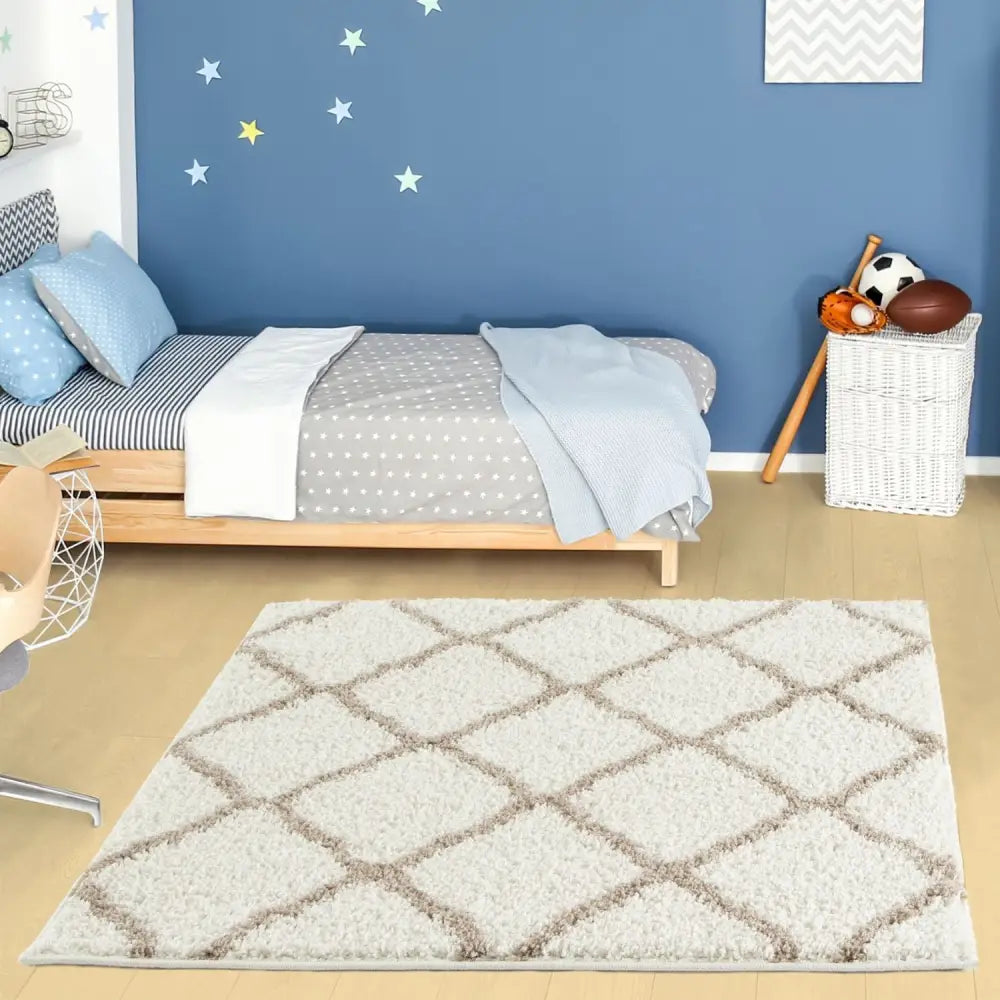 Moroccan Ivory Shaggy Rug | 730 - Rugs