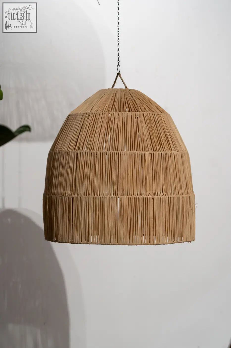 Moroco jute hand woven lampshade measuring 50cm high with natural rattan tiered design in warm earthy tone