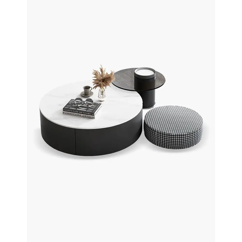 Mosaic Round Nesting Coffee Table Set With Seat Pad｜ DC Concept