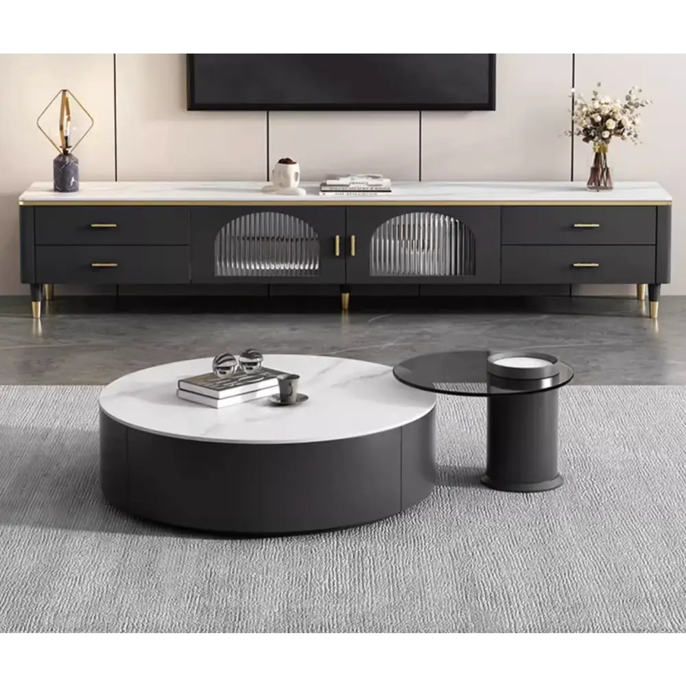 Mosaic Round Nesting Coffee Table Set With Seat Pad｜ DC Concept