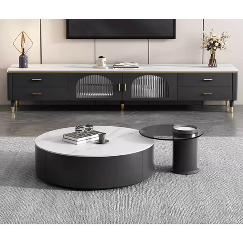 Mosaic Round Nesting Coffee Table Set With Seat Pad｜ DC Concept