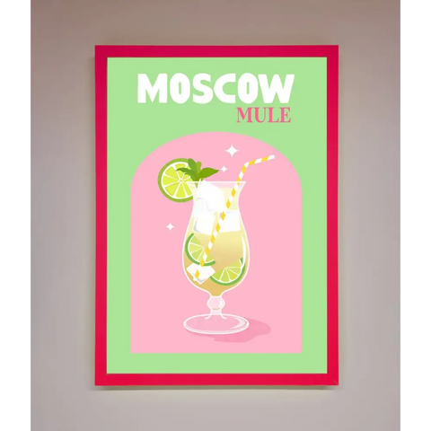 Moscow Mule Framed Print - B0 (100 x 141 cm) / Neon Pink - Framed Print