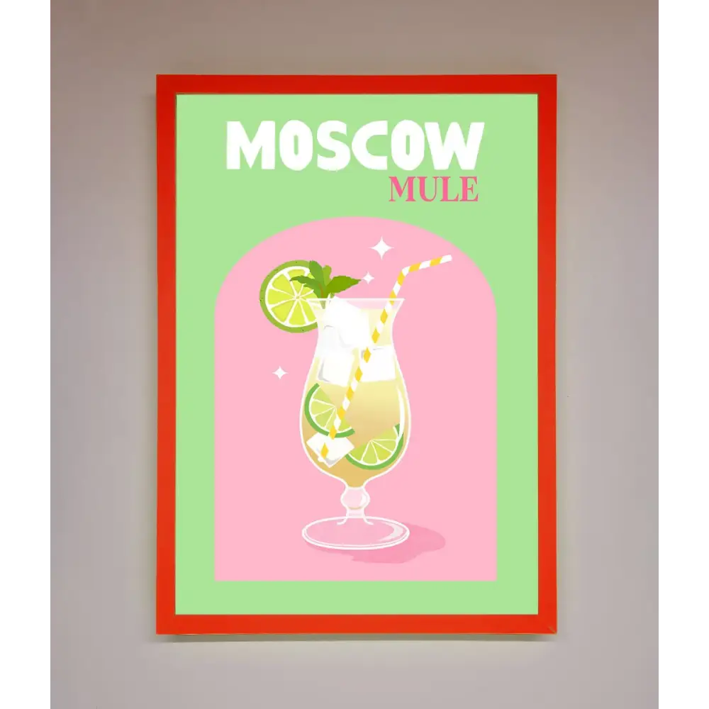Moscow Mule Framed Print - B0 (100 x 141 cm) / Neon Red - Framed Print