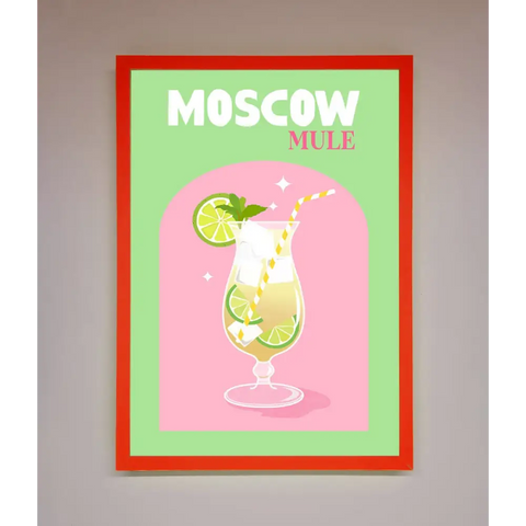 Moscow Mule Framed Print - B0 (100 x 141 cm) / Neon Red - Framed Print