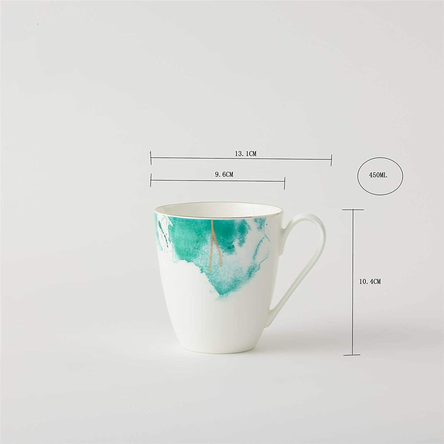 Tea Coffee Cups Mugs Set 4 Premium Porcelain (Water Colour)