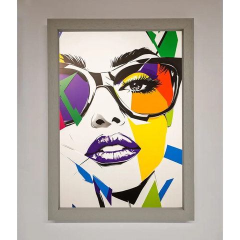 MultiColour Face Framed Wall Art - A3 (29.7 x 42 cm) / Grey - Framed Print