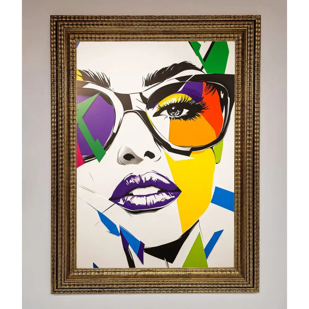 MultiColour Face Framed Wall Art - A3 (29.7 x 42 cm) / Ornate Gold - Framed Print
