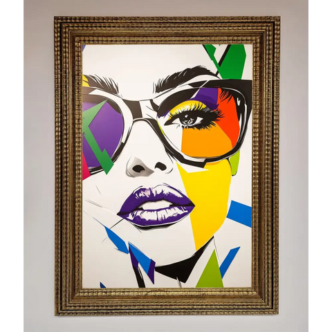 MultiColour Face Framed Wall Art - A3 (29.7 x 42 cm) / Ornate Gold - Framed Print