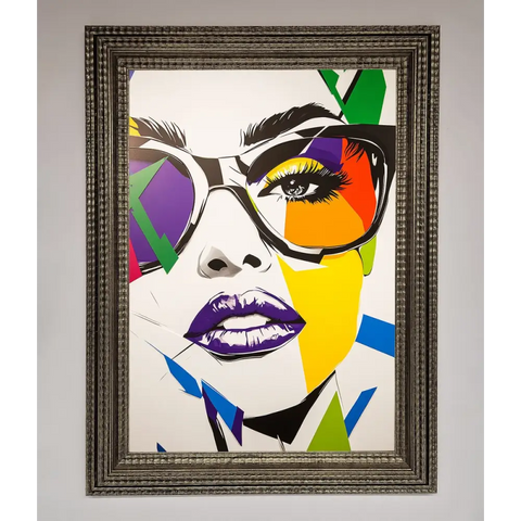 MultiColour Face Framed Wall Art - A3 (29.7 x 42 cm) / Ornate Silver - Framed Print