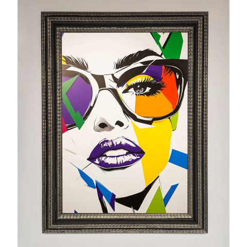 MultiColour Face Framed Wall Art - A3 (29.7 x 42 cm) / Ornate Silver Black - Framed Print