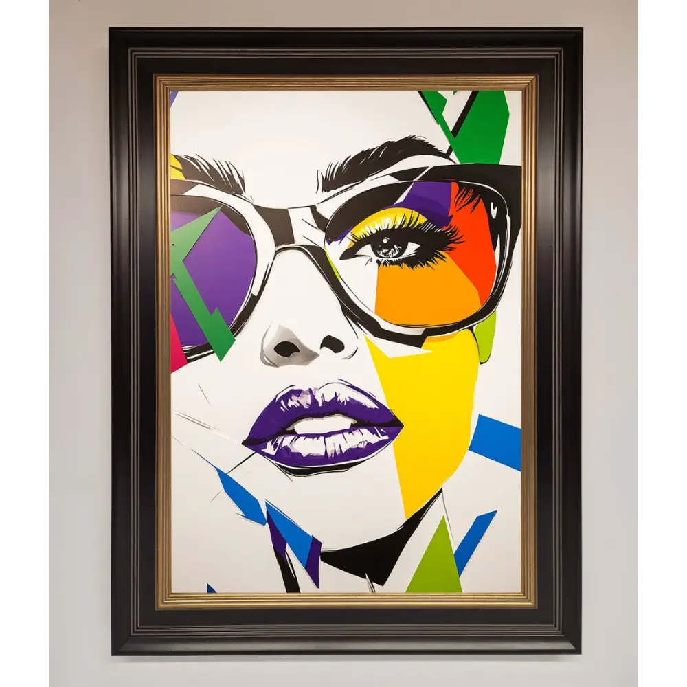 MultiColour Face Framed Wall Art - B0 (100 x 141 cm) / Black Gold - Framed Print