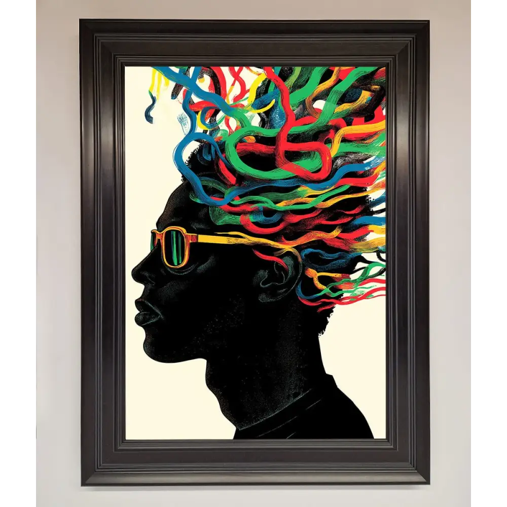 Multicolour Noodle Hair Framed Print - A1 (59.4 x 84.1 cm) / Matt Black - Framed Print