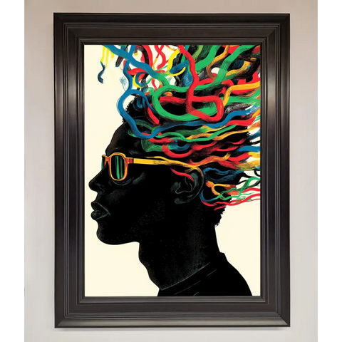 Multicolour Noodle Hair Framed Print - A1 (59.4 x 84.1 cm) / Matt Black - Framed Print