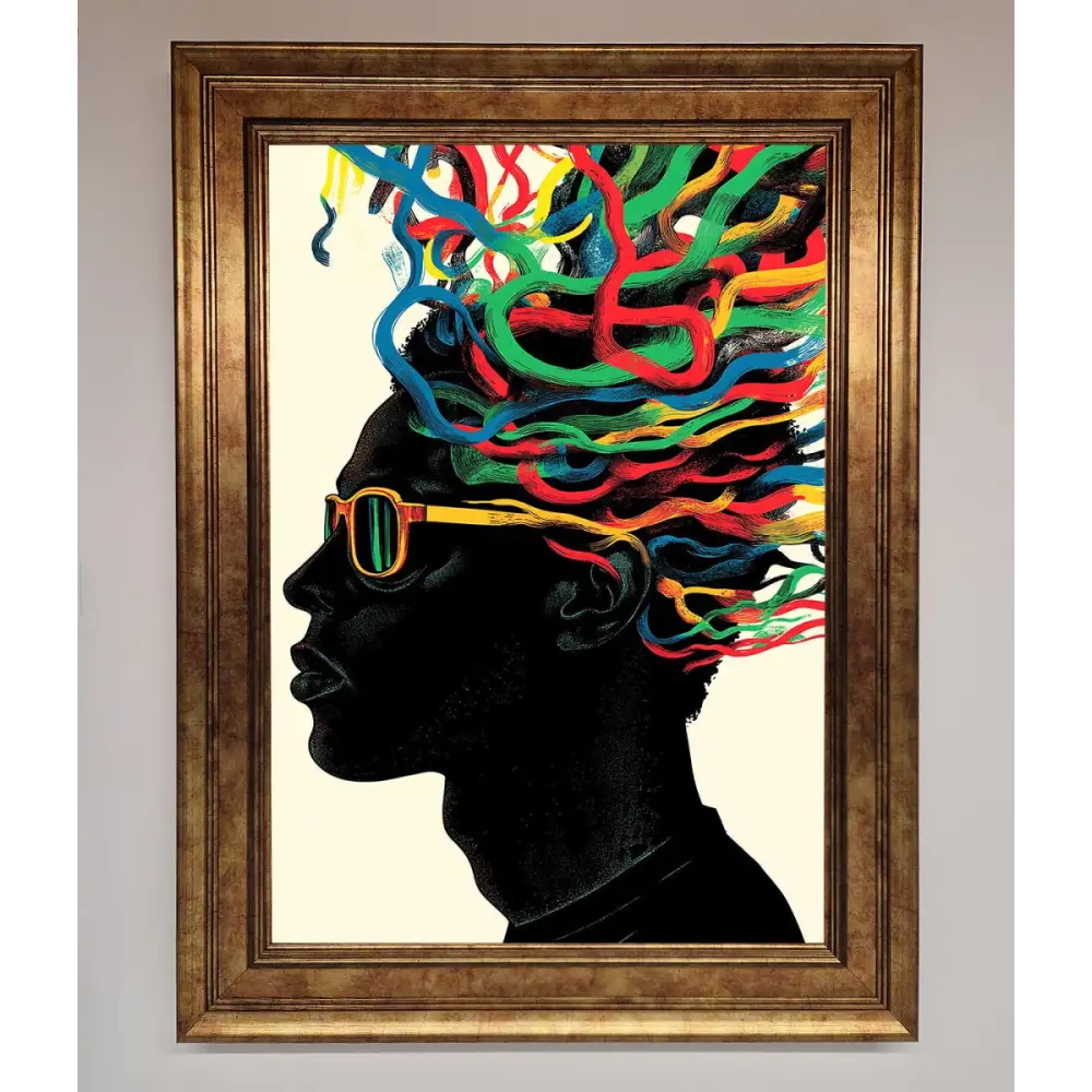 Multicolour Noodle Hair Framed Print - B0 (100 x 141 cm) / Bronze - Framed Print