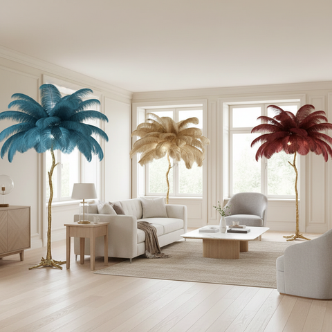 Nordic Ostrich Feather Floor Lamp For Living Room