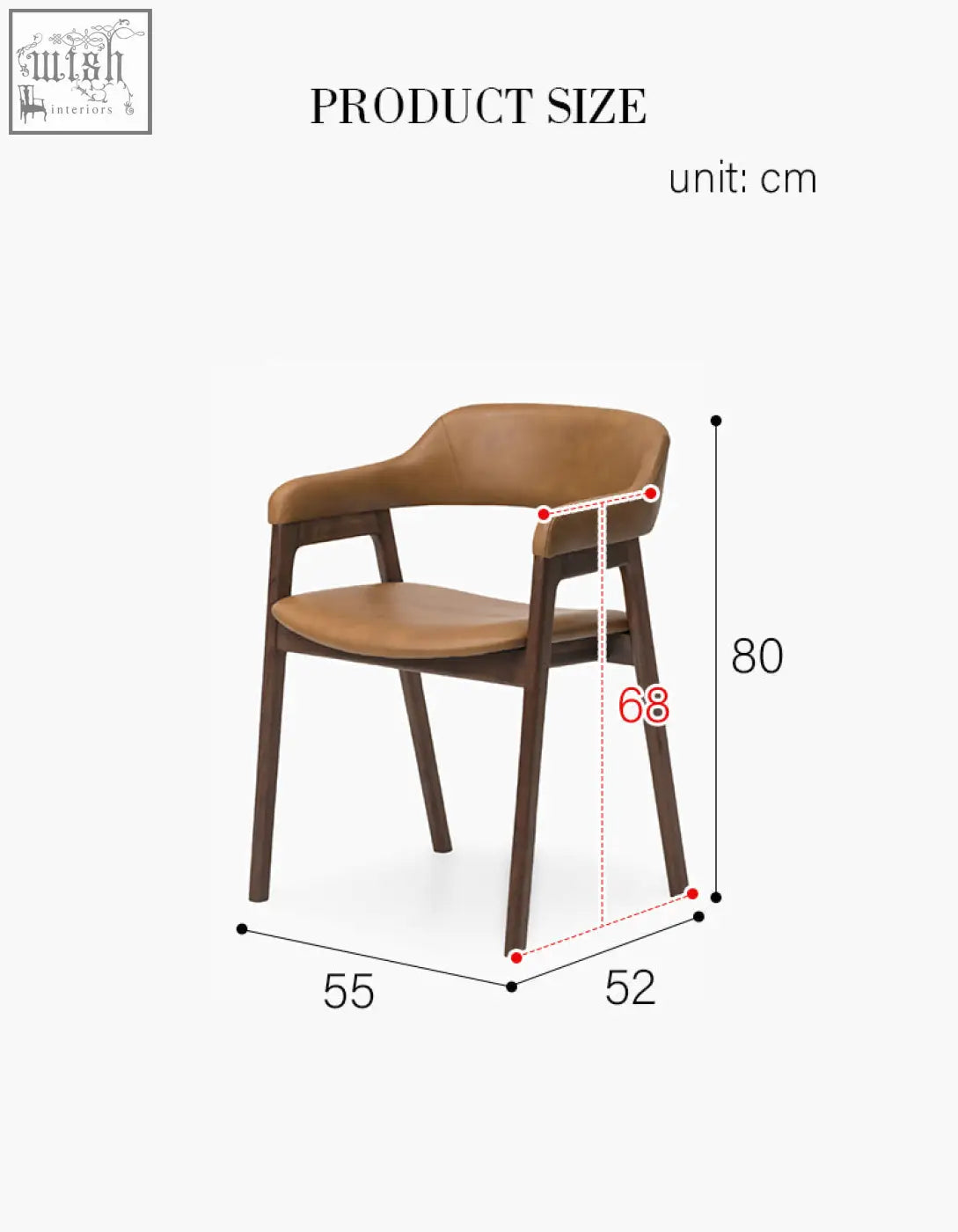 Brown leather murcell matching dining chair with dark wood frame and sleek modern design perfect for dining room